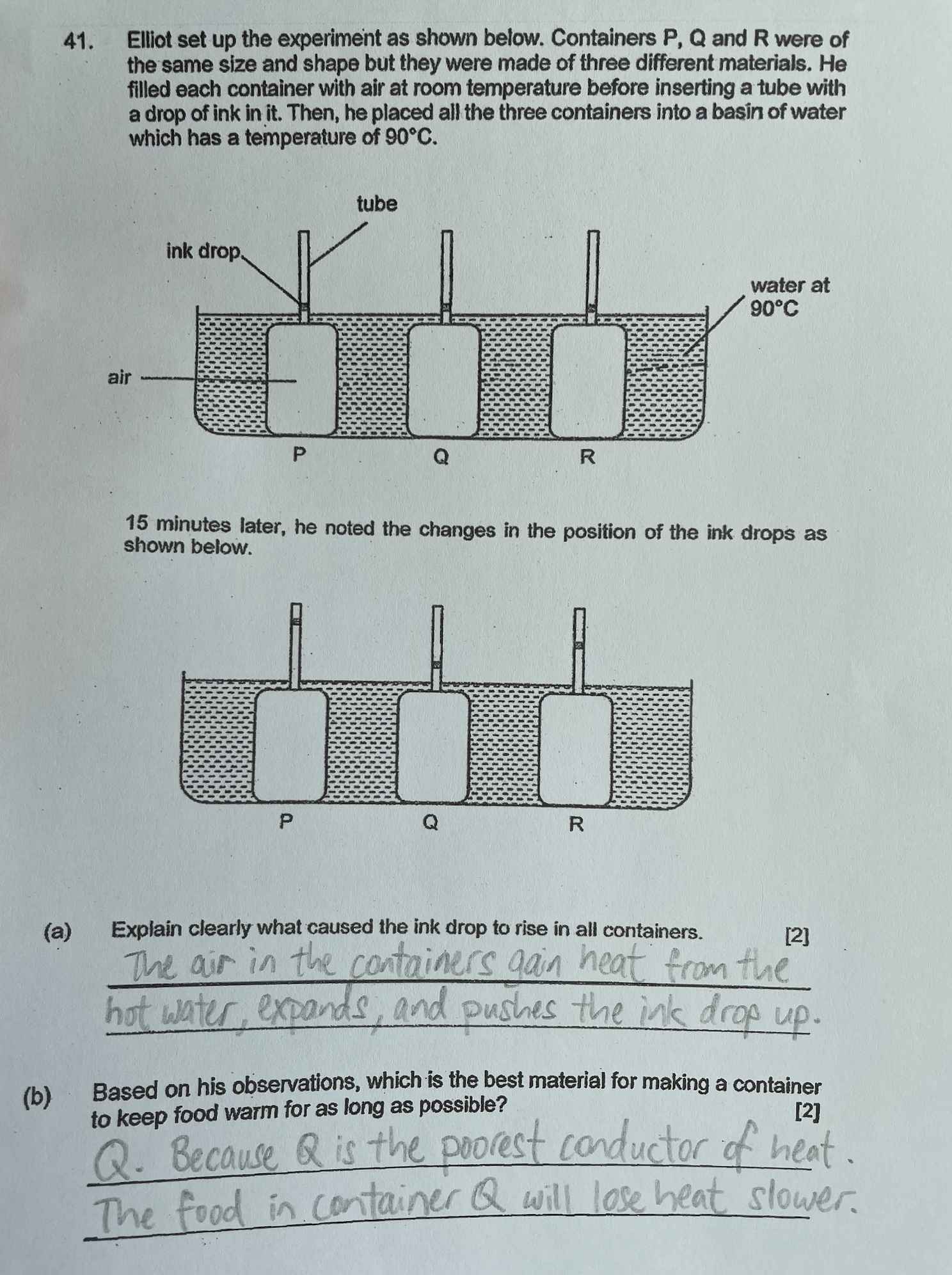 Student handwritten answer example 2